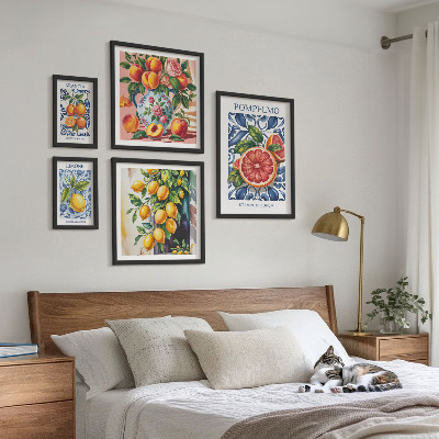 Set of 5 wall art pieces Sunny vintage citrus