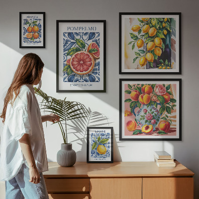 Set of 5 wall art pieces Sunny vintage citrus