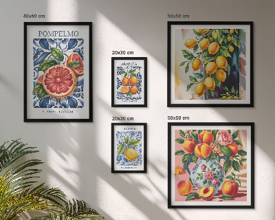 Set of 5 wall art pieces Sunny vintage citrus