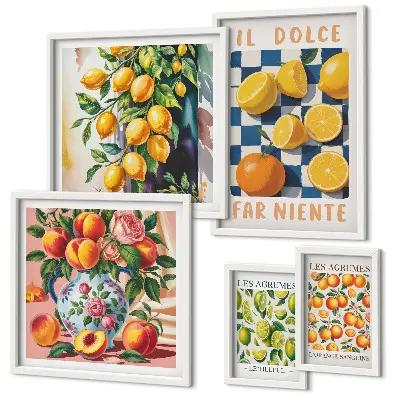 Framed photo set citrus retro theme for the kitchen