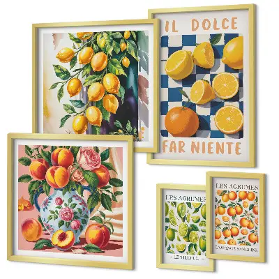 Framed photo set citrus retro theme for the kitchen