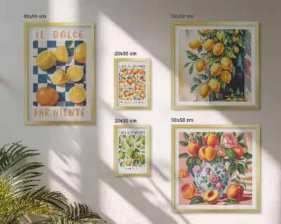 Framed photo set citrus retro theme for the kitchen