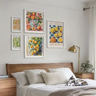 Framed photo set citrus retro theme for the kitchen