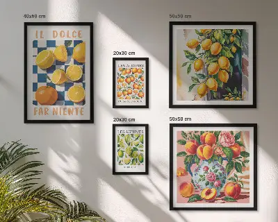 Framed photo set citrus retro theme for the kitchen
