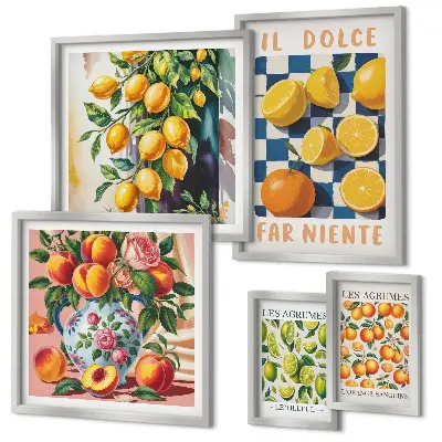 Framed photo set citrus retro theme for the kitchen