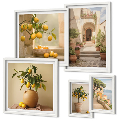 Set of 5 wall art pieces Stylish citrus decorations