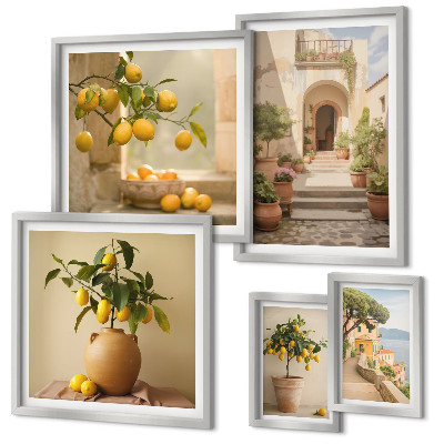 Set of 5 wall art pieces Stylish citrus decorations