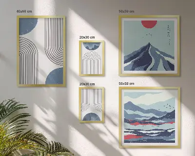 Gallery wall art set abstract landscape and geometric designs