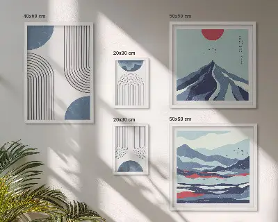 Gallery wall art set abstract landscape and geometric designs