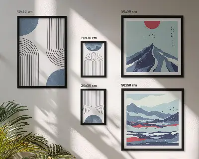 Gallery wall art set abstract landscape and geometric designs
