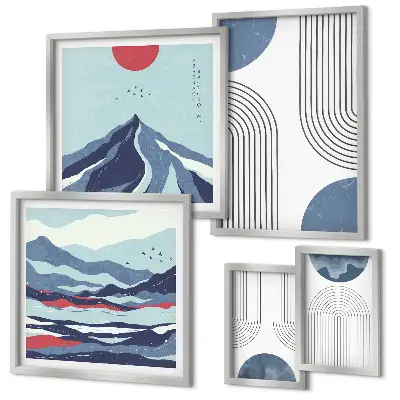Gallery wall art set abstract landscape and geometric designs