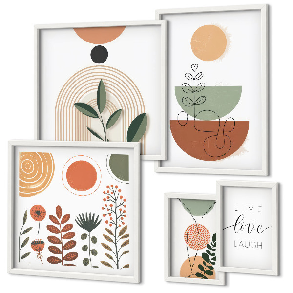 Framed photo set Stylish plant and geometric graphics