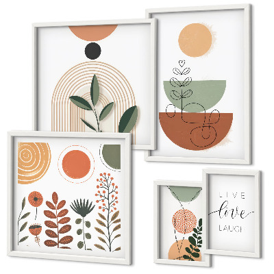 Framed photo set Stylish plant and geometric graphics