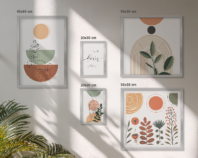 Framed photo set Stylish plant and geometric graphics