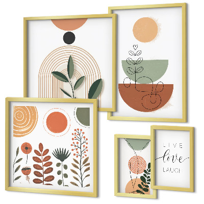 Framed photo set Stylish plant and geometric graphics