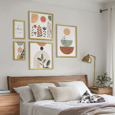 Framed photo set Stylish plant and geometric graphics