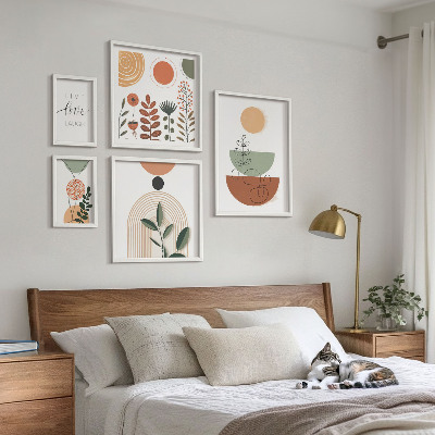 Framed photo set Stylish plant and geometric graphics