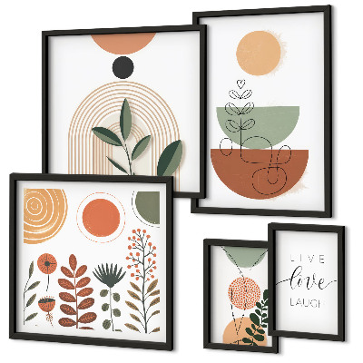 Framed photo set Stylish plant and geometric graphics