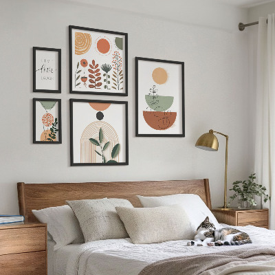 Framed photo set Stylish plant and geometric graphics