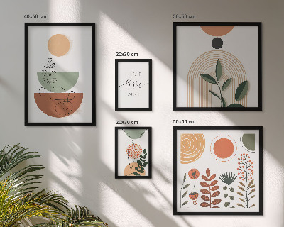Framed photo set Stylish plant and geometric graphics