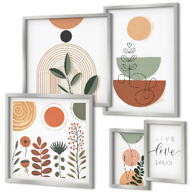 Framed photo set Stylish plant and geometric graphics
