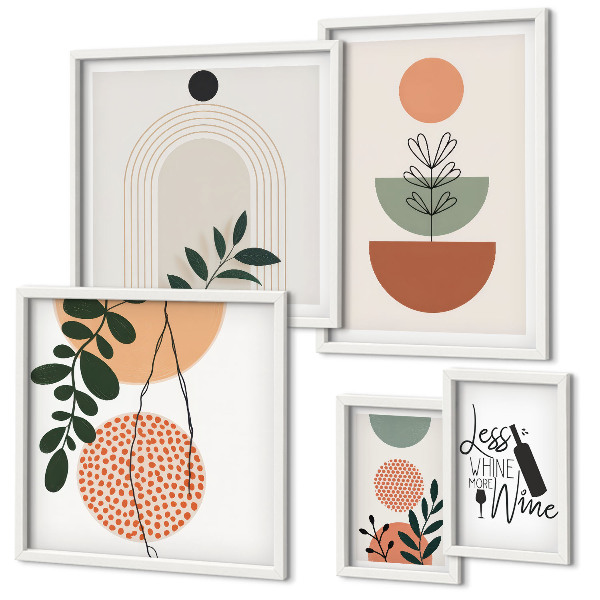 Set of 5 wall art pieces Stylish plant decorations