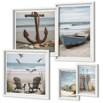 Framed photo set coastal scene for a relaxing beach atmosphere