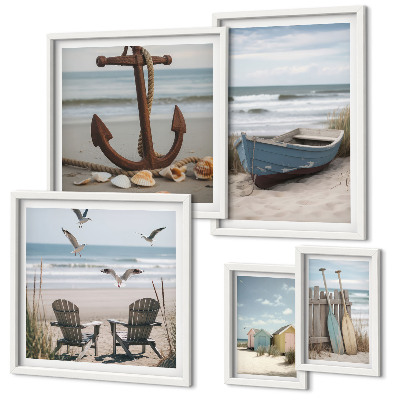 Framed photo set Seaside atmosphere, relaxation, beach