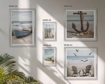 Framed photo set coastal scene for a relaxing beach atmosphere
