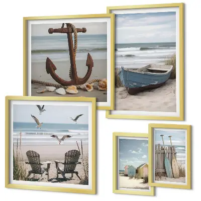 Framed photo set coastal scene for a relaxing beach atmosphere