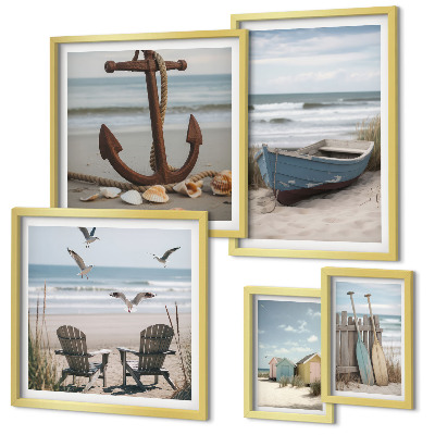 Framed photo set Seaside atmosphere, relaxation, beach