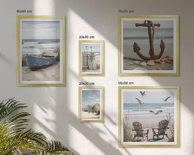 Framed photo set coastal scene for a relaxing beach atmosphere