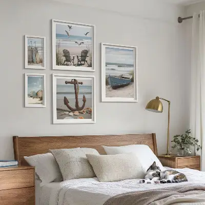 Framed photo set coastal scene for a relaxing beach atmosphere