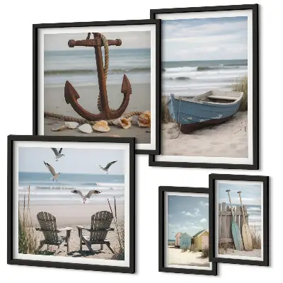 Framed photo set coastal scene for a relaxing beach atmosphere