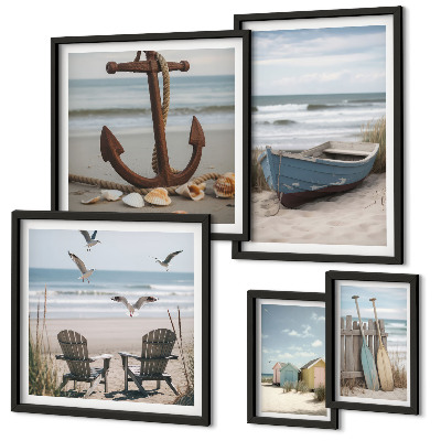Framed photo set Seaside atmosphere, relaxation, beach