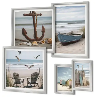 Framed photo set coastal scene for a relaxing beach atmosphere