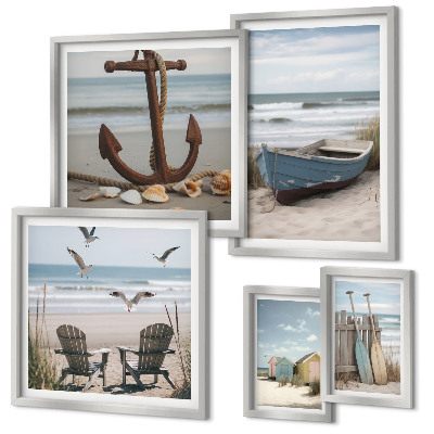 Framed photo set Seaside atmosphere, relaxation, beach