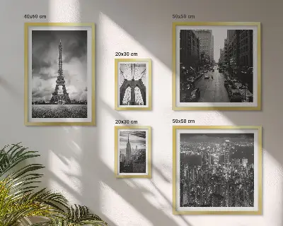 Black and white architectural icons wall art set of 5 pieces