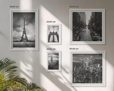 Black and white architectural icons wall art set of 5 pieces