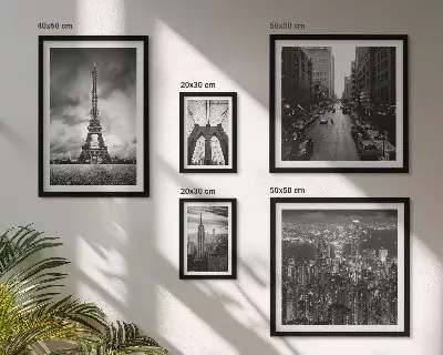 Black and white architectural icons wall art set of 5 pieces