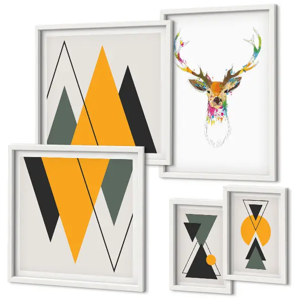 Framed photo set with boho style colorful motifs