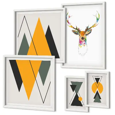 Framed photo set with boho style colorful motifs