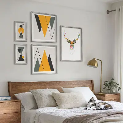 Framed photo set with boho style colorful motifs