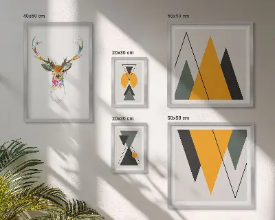 Framed photo set with boho style colorful motifs