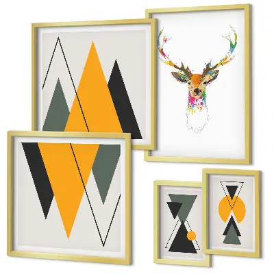 Framed photo set with boho style colorful motifs