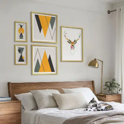 Framed photo set with boho style colorful motifs