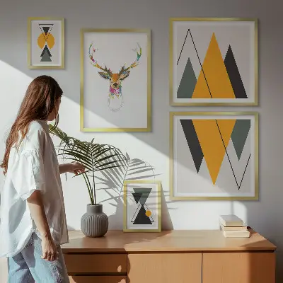 Framed photo set with boho style colorful motifs