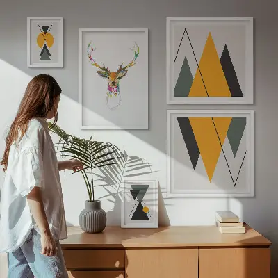 Framed photo set with boho style colorful motifs