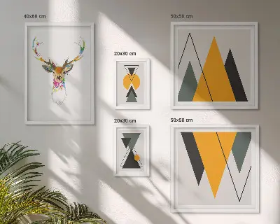 Framed photo set with boho style colorful motifs