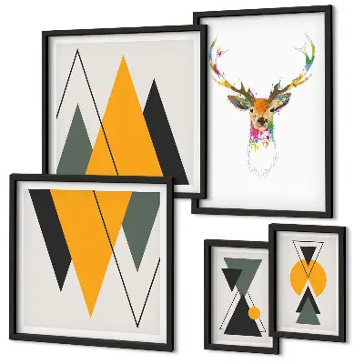 Framed photo set with boho style colorful motifs